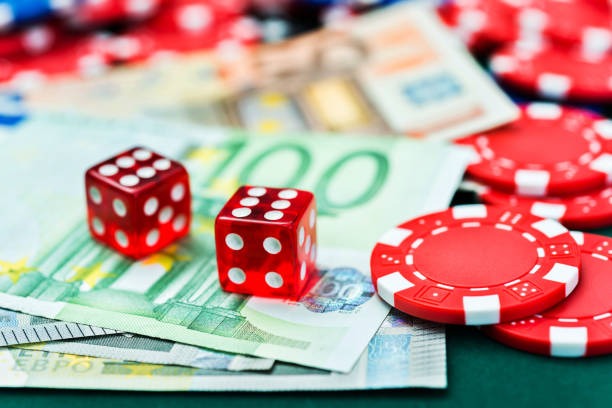 Live-dealer blackjack table with dealer and multiple player seats